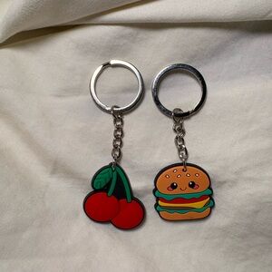 🍔 Small Cherries and Cheeseburger Keychain Bundle